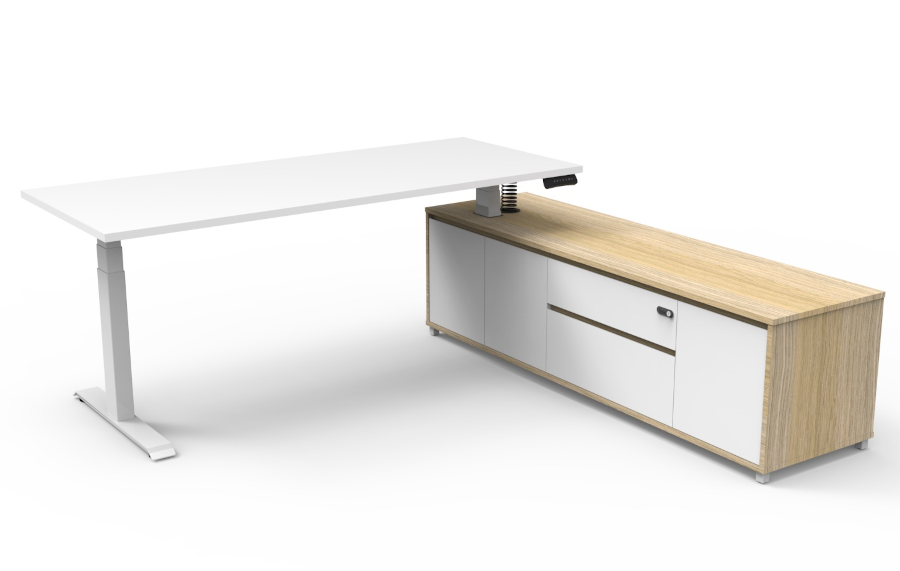 Natural Oak Cabinet, White Top With White Frame